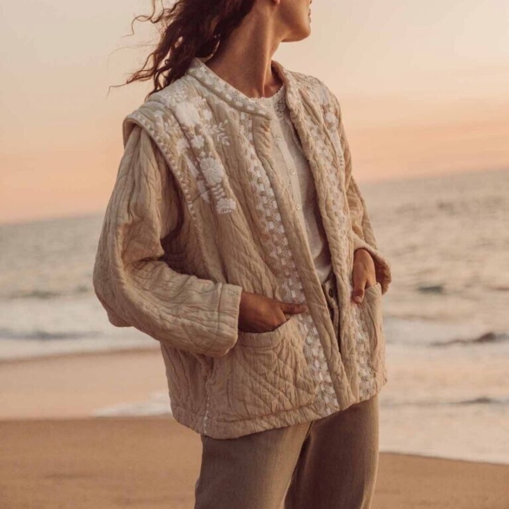 Women's Cream Quilted Jacket